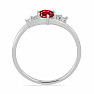 Prsteň strieborný s brúseným rubínom a zirkónmi Ag 925 011580 RB