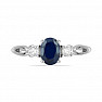 Prsteň strieborný s brúseným modrým zafírom a veľkými zirkónmi Ag 925 012108 BS