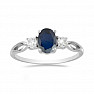 Prsteň strieborný s brúseným modrým zafírom a veľkými zirkónmi Ag 925 012108 BS