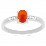 Prsteň strieborný s oranžovým opálom a zirkónmi Ag 925 012812 OROP