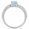 Prsteň strieborný so Swiss Blue topazom a zirkónmi Ag 925 017195 SBT