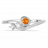 Prsteň strieborný s brúseným oranžovým kyanitom a zirkónmi Ag 925 031131 ORK