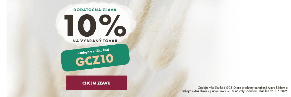 EXTRA 10 % zľava na vybrané produkty označené kódom GCZ10